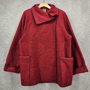 Maralyce Ferree Womens Medium Red Fleece Asymmetric Wrap Jacket Art to Wear‎ USA